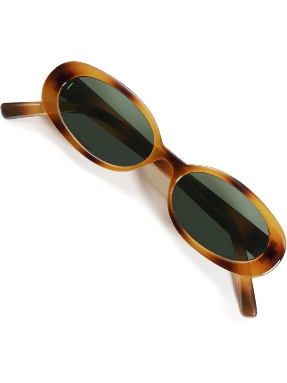 Women's Yellow Green Polarized Retro Oval Small Narrow VL9580 90s Sunglasses